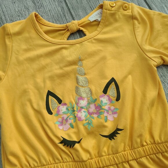 🏷 3/$15 or 5/$20 Btween girls Yellow Unicorn Romper with Floral Crown - Size 5 - Picture 5 of 9